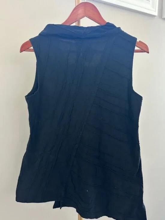 Habitat Black Cowl Neck Sleeveless Top Asymmetrical Stepped Hem Small - Picture 4 of 8